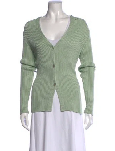 Pre-owned Vince V-neck Sweater In Green