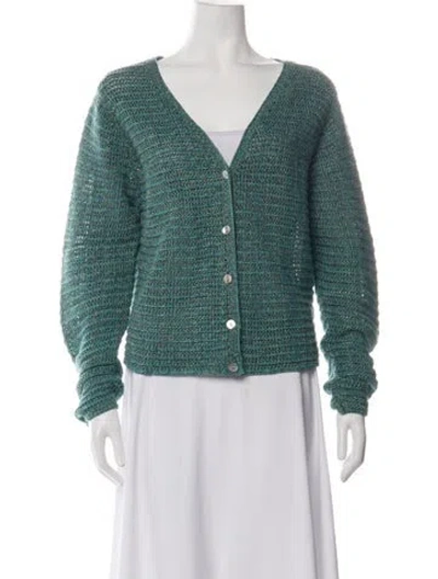 Pre-owned Vince V-neck Sweater In Green
