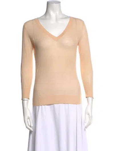 Pre-owned Vince V-neck Sweater In Neutrals