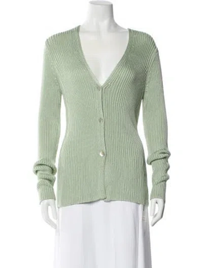 Pre-owned Vince V-neck Sweater W/ Tags In Green