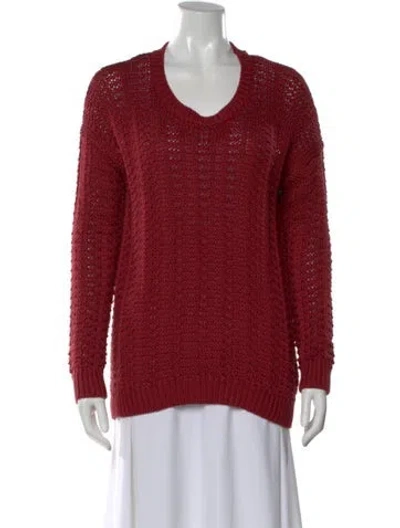Pre-owned Vince V-neck Sweater W/ Tags In Red