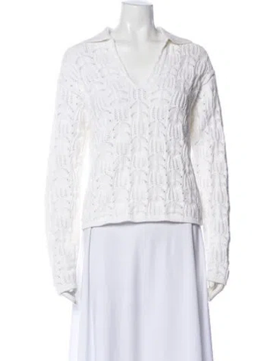 Pre-owned Vince V-neck Sweater W/ Tags In White