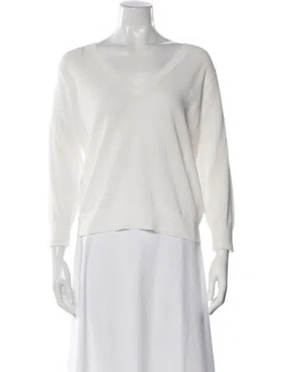 Pre-owned Vince V-neck Sweater In White