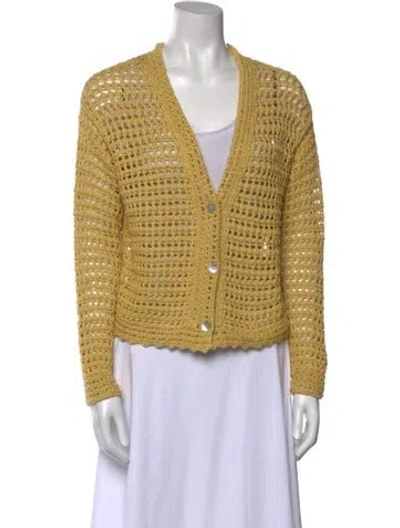 Pre-owned Vince V-neck Sweater In Yellow