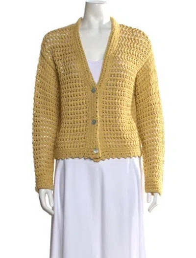 Pre-owned Vince V-neck Sweater In Yellow