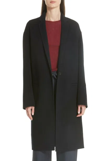 Pre-owned Vince W224  Modern Wool Blend Women Coat Size Xs, S, M, L Navy $695 In Blue