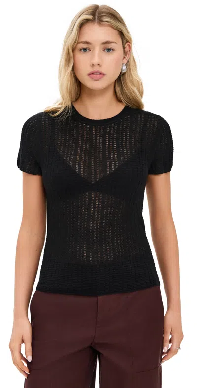 VINCE WAFFLE KNIT CREW BLACK