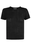 Vince Waffle Knit Short Sleeve Sweater In Black