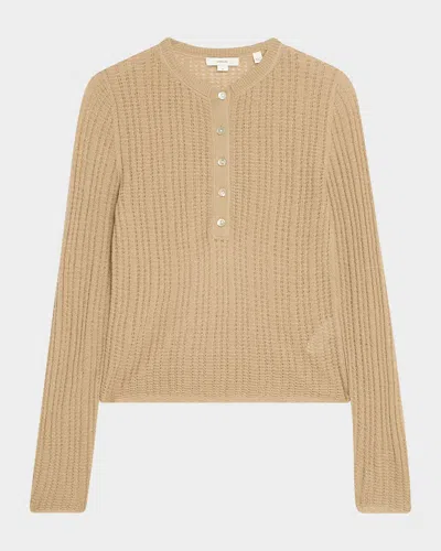 VINCE WAFFLE-KNIT HENLEY TOP