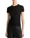 Vince Waffle Knit Short Sleeve Sweater In Black