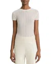 Vince Waffle Knit Short Sleeve Crew Neck Top In White Sand In White Sand
