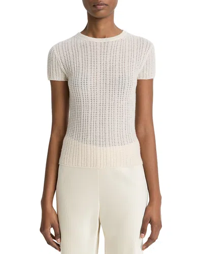 VINCE WAFFLE KNIT SHORT SLEEVE SWEATER