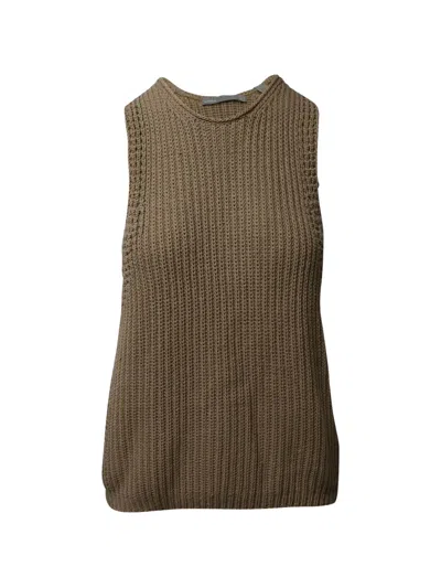 Pre-owned Vince Waffle-stitch Sleeveless Top In Brown