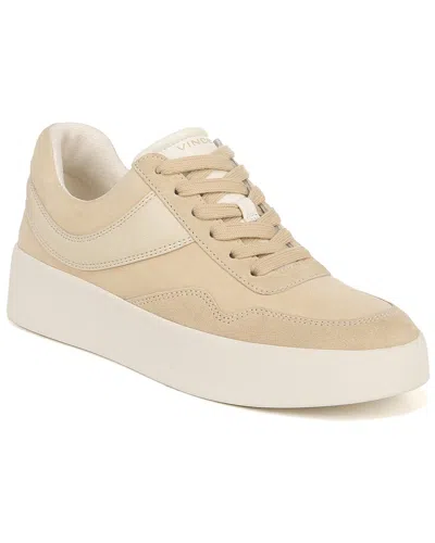 Vince Warren Mixed Leather Court Sneakers In Macadamia