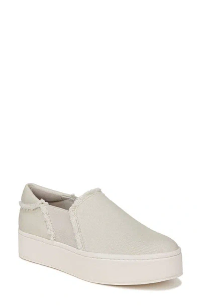 Vince Warren Frayed Denim Slip-on Sneakers In White