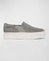 Vince Warren Herringbone Platform Sneakers In Fog Grey