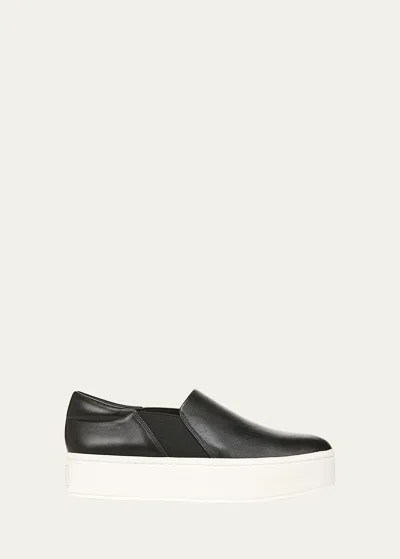 Vince Warren Leather Slip-on Sneakers In Black