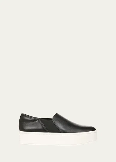 VINCE WARREN LEATHER SLIP-ON SNEAKERS