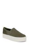 Vince Warren Suede Slip-on Platform Sneakers In Olive Smoke