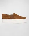Vince Warren Suede Slip-on Platform Sneakers In Elm Wood