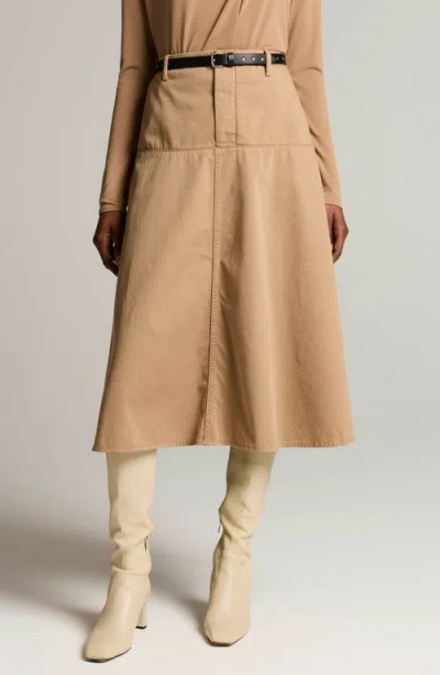 Vince Washed Cotton A-line Midi Skirt In Carmello