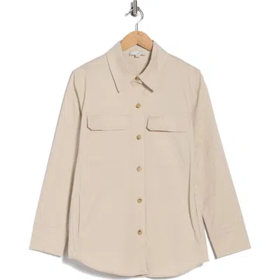 Vince Washed Cotton Blend Shirt Jacket In Brown