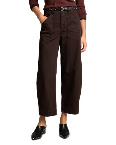 Vince Washed Cotton Mid Rise Utility Pants In Burgundy
