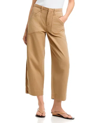 Vince Washed Cotton Mid Rise Utility Pants In Brown