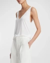 Vince Washed Cotton Pleated Wide-leg Shorts In Off White