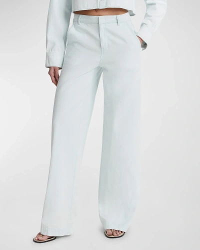 Vince Washed Cotton Wide-leg Trousers In Celestine
