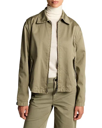 Vince Washed Cotton Zip Front Jacket In Gray
