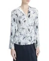 Vince Washed Lily Pleated Long-sleeve Blouse In Green