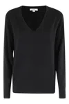 Vince Pure Cashmere V-neck Pullover With Ribbed Edges In Black
