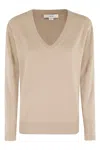 Vince Weekend V Neck Cashmere Pullover Camel In Brown