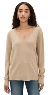 Vince Weekend V Neck Cashmere Pullover Camel In Brown