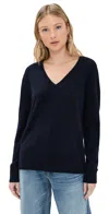Vince Weekend V Neck Cashmere Pullover Coastal In Blue