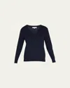 Vince Weekend V-neck Cashmere Pullover Sweater In Blue