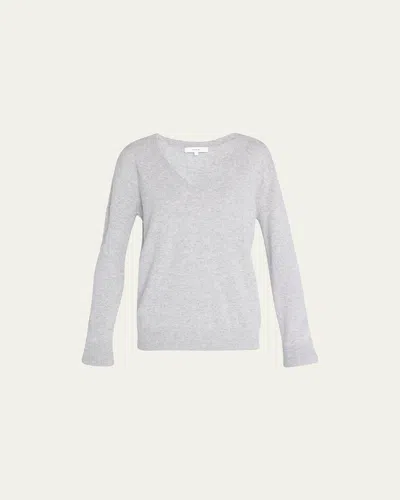 Vince Weekend V-neck Cashmere Pullover Sweater In Gray