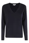Vince Pure Cashmere V-neck Pullover With Ribbed Edges In Gray