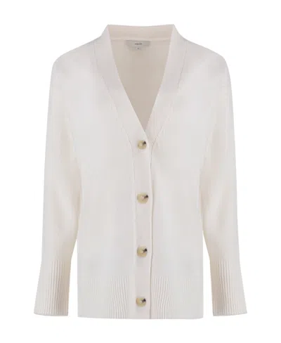 Vince Weekend V-neck Ribbed Cardigan In White