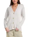 Vince Wool-blend Weekend Ribbed Cardigan In Beige