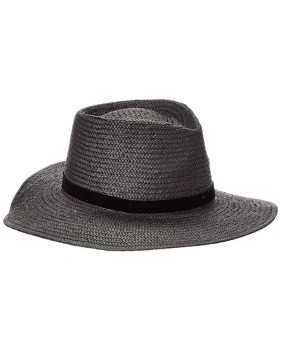 Vince Wide Brim Straw Fedora In Black
