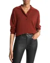 Vince Wide Collar Polo Sweater In Brown