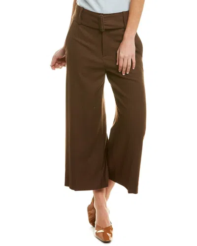 Vince Wide Leg Belted Wool-blend Culotte In Brown