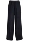 Vince Wide-leg Chambray Trousers In Dark Blue