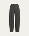Vince High Waist Herringbone Wide Leg Pants In Charcoal