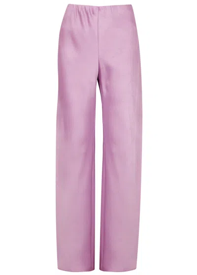 Vince Wide-leg Satin Trousers In Pink