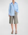 Vince Stripe Relaxed Cotton Button-up Shirt In Heritage Grey