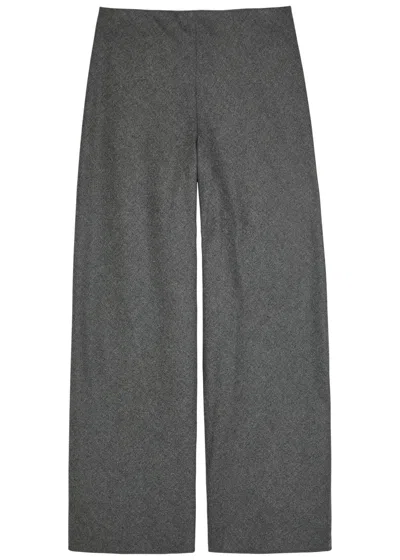 Vince Wide-leg Wool-blend Trousers In Gray