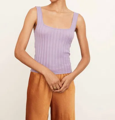 Vince Wide Rib Square Neck Tank In Dark Lilac In Multi